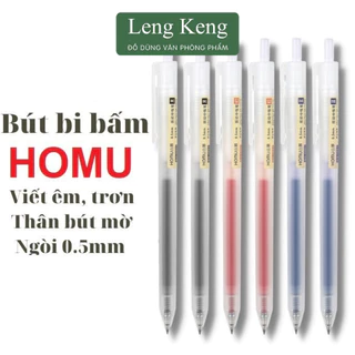 Bút bi bấm LENG KENG mực gel màu đen đỏ xanh ngòi 0.5mm viết trơn ra mực đều dụng cụ văn phòng phẩm