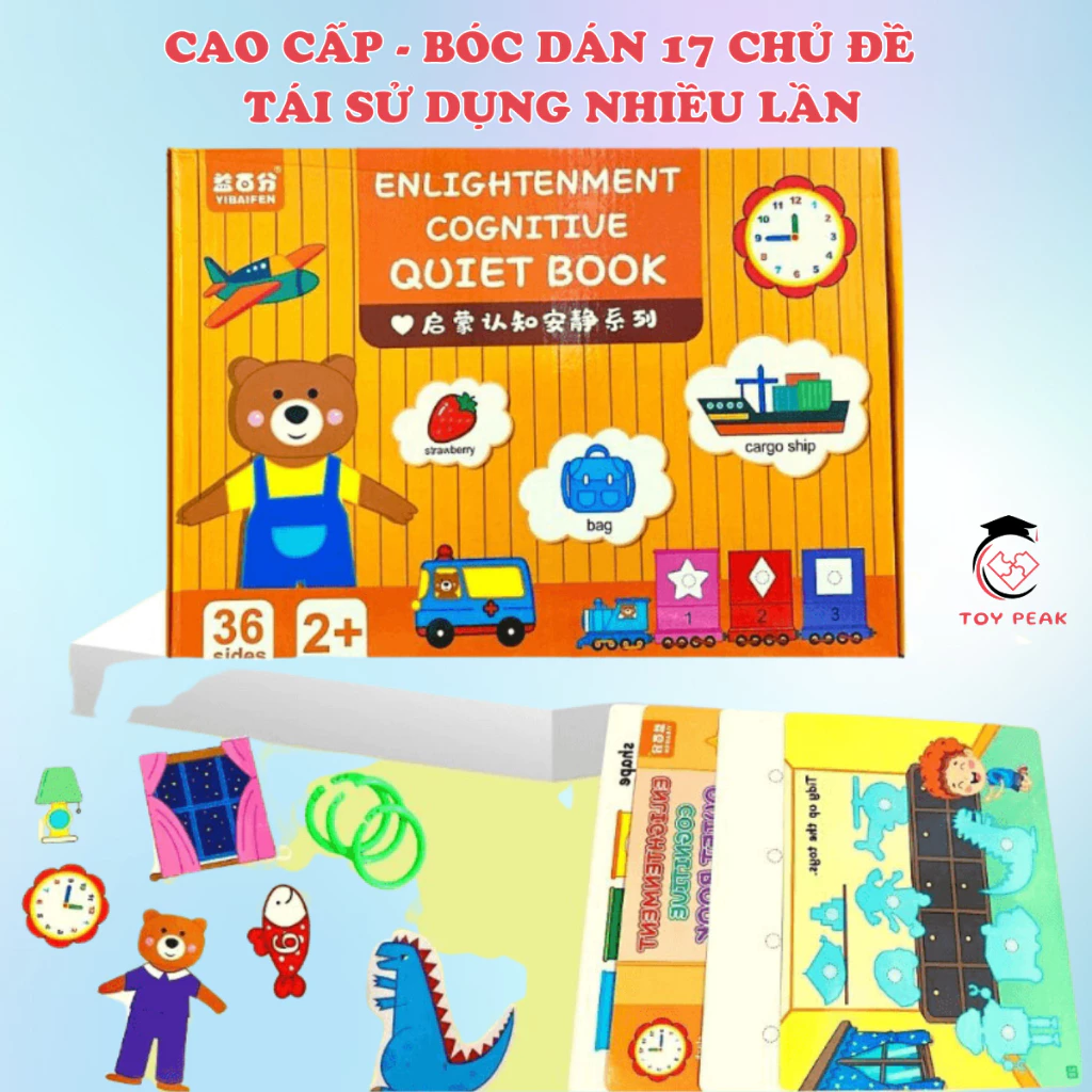 Học liệu bóc dán Montessori thông minh 17 chủ đề Đồ chơi giáo dục sớm cho bé tái dùng nhiều lần