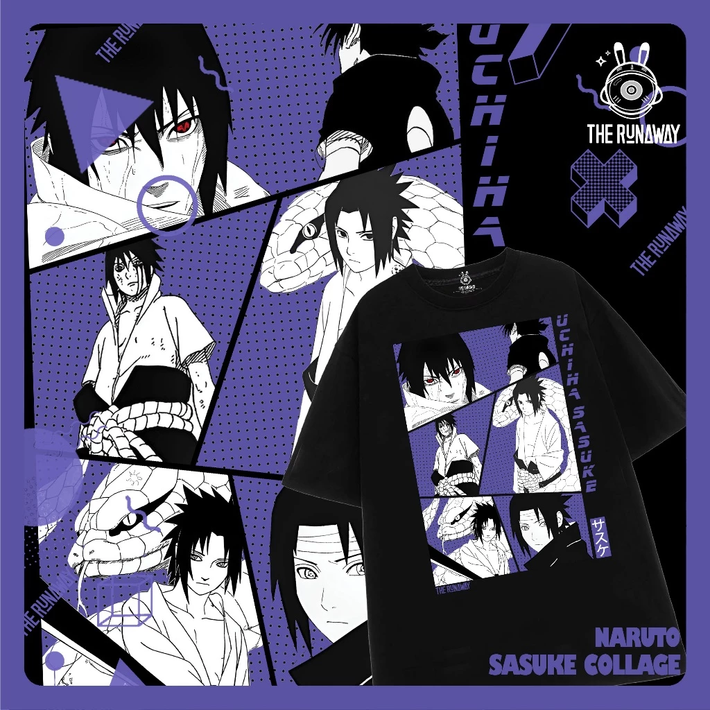 Áo phông Naruto: Uchiha Sasuke Collage 100% Cotton Nam / Nữ by The Runaway