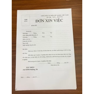 MẪU ĐƠN XIN VIỆC CHUẨN GIẤY MỊN- 1 TỜ