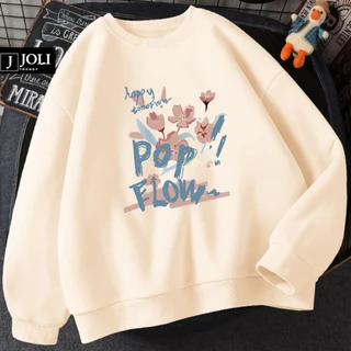 Áo Sweater Hoa Pop Nam Nữ By JOLI Unisex Chất Nỉ Lót Bông Form Rộng