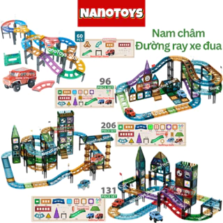 Đồ chơi xếp hình nam châm Đường ray xe đua, nhiều mẫu - 60, 96, 131, 206 chi tiết - NANOTOYS STORE