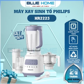 Máy Xay Sinh Tố Philips HR2223/00, Công Suất 700W Phụ kiện cối 4 Món - Hàng Chính Hãng