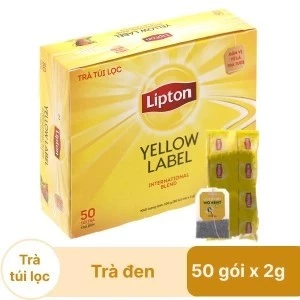 Trà đen túi lọc Lipton nhãn vàng hộp 100gram (50 gói x 2g)