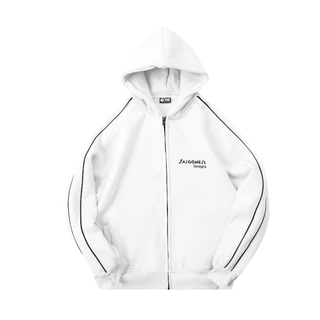 Áo Khoác Hoodie SAIGONESE Thun Nỉ Form Boxy Rộng Nam Nữ Unisex / Trắng