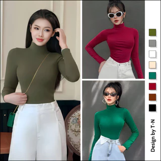 Áo giữ nhiệt cổ lọ dài tay ôm body phong cách basic hàn quốc, chất vải borip cotton cao cấp T-N TUẤN NGA COLLECTION