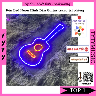 Đèn Led Neon Hình Đàn Guitar trang trí phòng Ngủ phòng Livesteam phòng Bar Cafe độc đáo