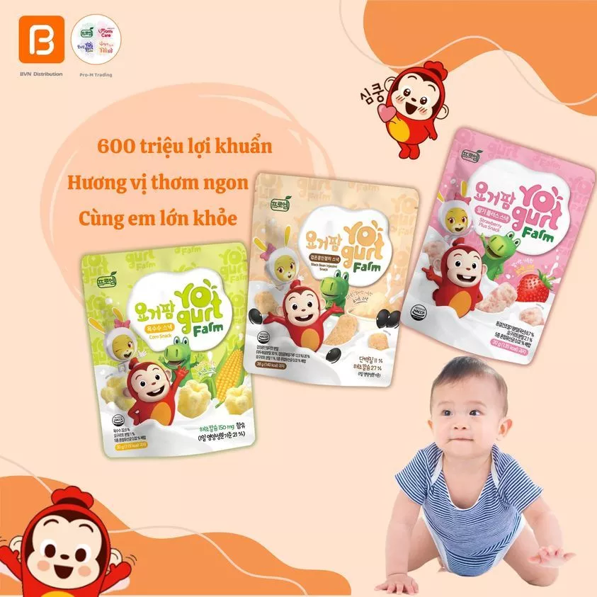 Bánh bỏng sữa chua Yogurt Farm bổ sung lợi khuẩn cho bé 7m+ (Hàn Quốc)