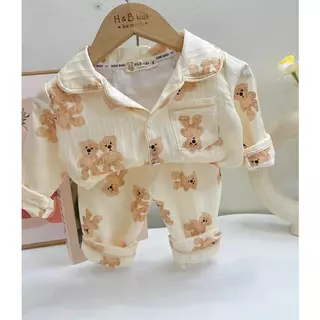 Bộ Đồ Ngủ Pijama Dài Tay Họa Tiết Cho Bé Từ 8-20kg