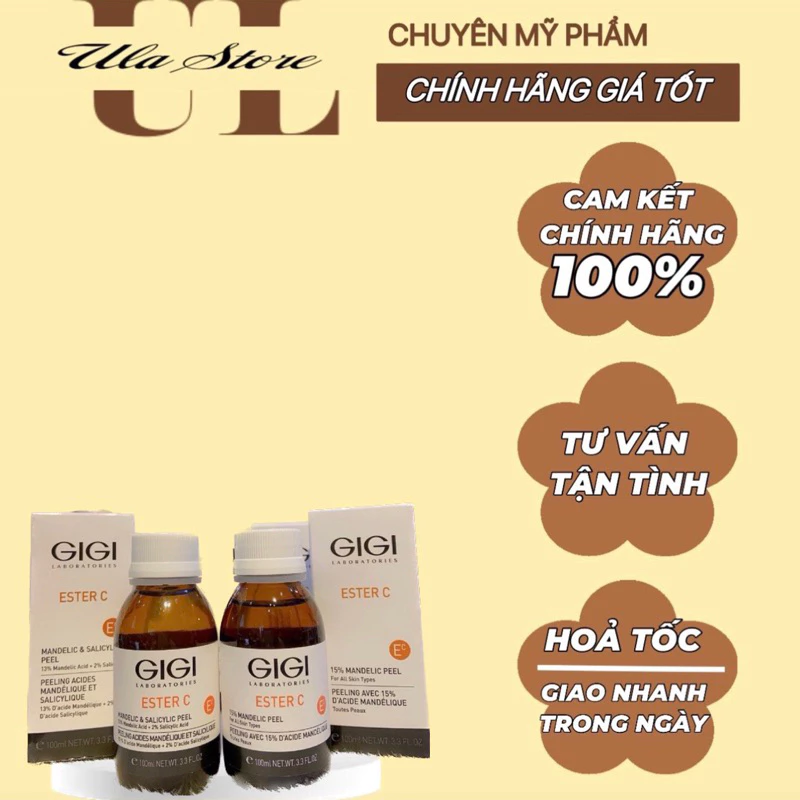 [Lọ Chiết Shop-Fullbox 100ml]Peel Da Căng Bóng Trẻ Hóa GIGI ESTER C 15%Mandelic Peel và 13%Mandelic +2% Salicylic Peel