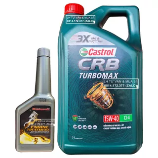 Combo Dầu nhớt ô tô Castrol CRB Turbomax CI-4 15w40 5.000ml ( 5L) + Phụ gia Nano nâng cấp nhớt Remoz 350ml