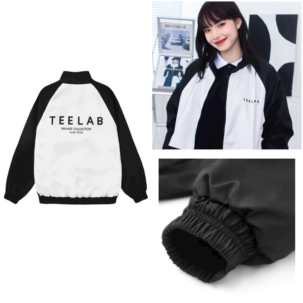 Áo Khoác Dù Cổ Đứng TEELAB Phối màu đen trắng Cực Phong Cách, Áo jacket form rộng FAMMILYSHOP
