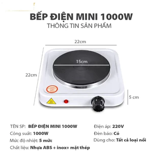 Bếp Điện Mini 1000W Không Kén Nồi [Freeship], Bếp Điện Mini Pha Cafe, Trà, Nấu Nước, Hơ Lá Trầu