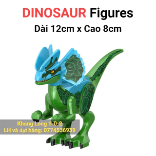 Đồ Chơi Khủng Long Dilophosaurus Màu Xanh Lá Size Nhỏ dài 12cm x cao 8cm