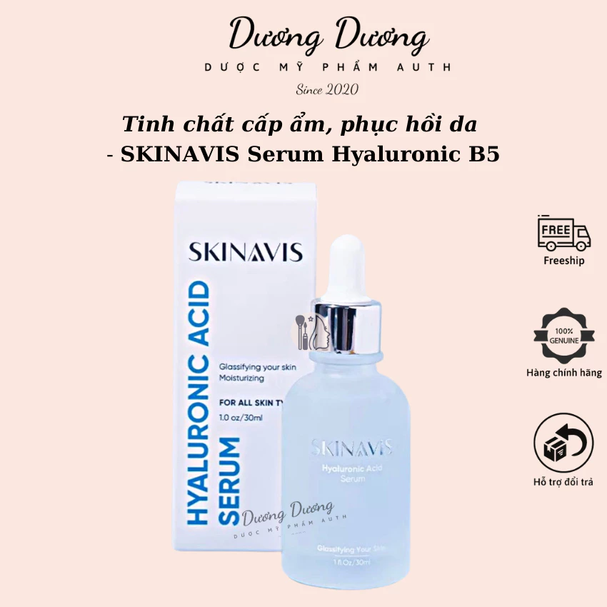 Tinh chất SKINAVIS Hyaluronic Acid & Niacinamide + B5 cấp ẩm, phục hồi, trắng sáng da 30ml chính hãng