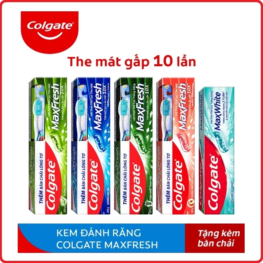 Kem đánh răng Colgate Maxfresh 225g Tặng bàn chải lông tơ