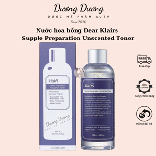 Nước hoa hồng không mùi Klairs Supple Preparation Unscented Toner cho da nhạy cảm 180ml chính hãng