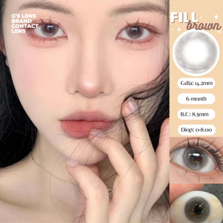 Lens Mắt Kính Áp Tròng Nâu Tây Trong Trẻo FILL BROWN Giãn Ít 14.2mm Có Từ 0 Đến 6 Độ Lệch Độ-GSLENS