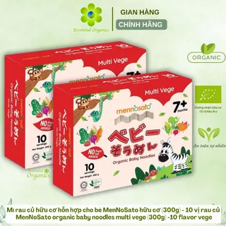 Mì Ăn Dặm Rau Củ Hữu Cơ Organic Baby Noodle Multi Vege MenNoSato 300gr Cho Bé Từ 7 tháng (Gồm 10 bó mì với 10 vị rau củ)