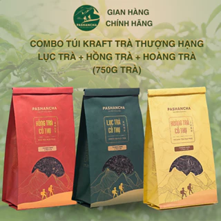 Combo Trà Thượng Hạng ( Hồng+ Hoàng+ Lục) Túi Kraft Trà Shan Tuyết Cổ Thụ Quà Biếu Tặng Vị Đắng Ngọt Hậu