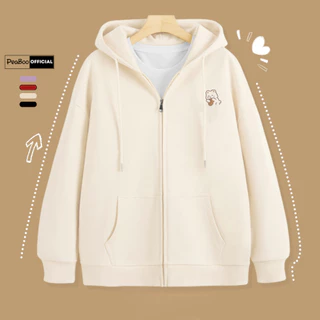 Áo Hoodie Zip, Áo Khoác Nam Nữ Unisex By PEABOO Mã HZ Thỏ Bánh Chất Nỉ Bông Form Rộng Mũ 2 Lớp