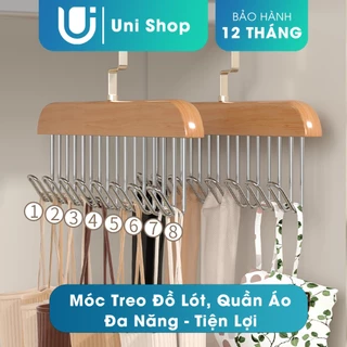 Móc Treo Đồ Lót, Móc Phơi Bằng Gỗ 8 Nhánh Đa Năng, Móc Treo Áo Lót, Túi, Cà Vạt, Giá Treo Bằng Gỗ Tiện Dụng - Uni Shop