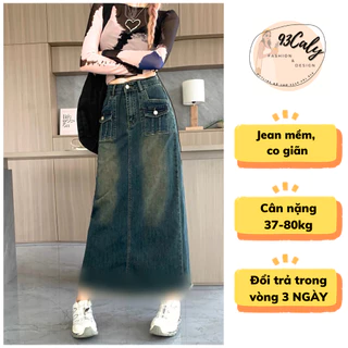 [BIGSIZE 80kg]-CV01 Chân váy Jean Nữ Co Giãn Thoải Mái Dáng Dài Xẻ Trước, cv nữ ôm dài qua gối co dãn 4 chiều Basic Hàn