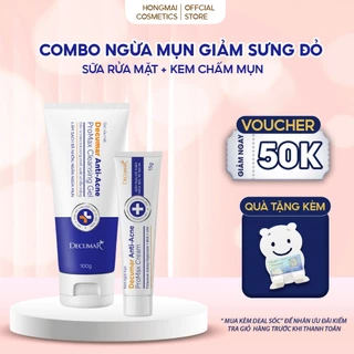 Combo Gel Giảm Mụn Mờ Thâm Decumar ProMax Anti-Acne Ngừa Mụn Sạch Da - Gel Rửa Mặt 100g, Gel Chấm Mụn 15g