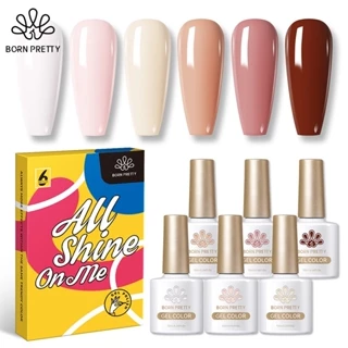 BORN PRETTY Set Sơn Gel 6 Màu Nâu Trắng Sơn Móng Tay Gel Nước Sơn Gel Led Uv Gel Son Nail Combo Son Gel 10ml