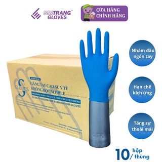 1THÙNG 10Hộp găng tay cao su y tế Sgloves nitrile không bột 3.5g 100 chiếc/hộp-THÁI LAN sizeXS/S/M/L