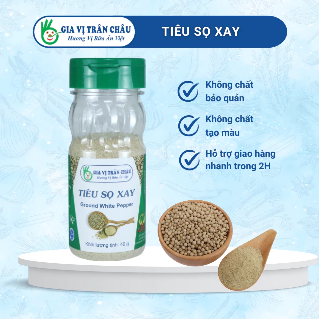 Tiêu sọ xay Trân Châu | hũ nhựa 40g, 100% từ tự nhiên