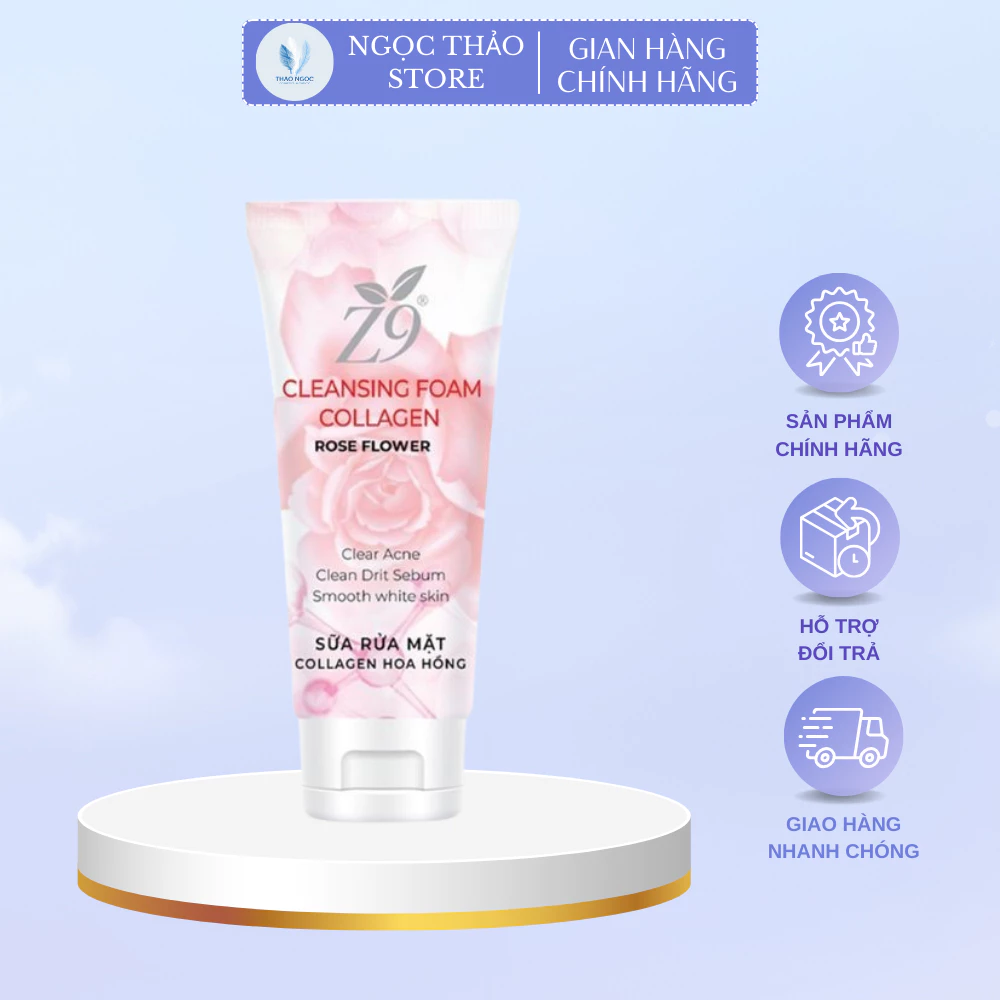 Sữa Rửa Mặt Collagen Hương Hoa Hồng Z9 Giúp Sáng Da, Dưỡng Ẩm, Chăm Sóc Làn Da Từ Bên Trong