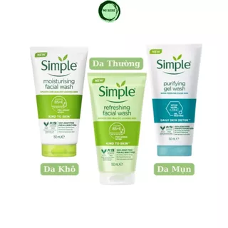 Sữa Rửa Mặt Simple Refreshing Facial Wash Dịu Nhẹ Cho Da Dầu Mụn, Nhạy Cảm 150ml - Mibebe