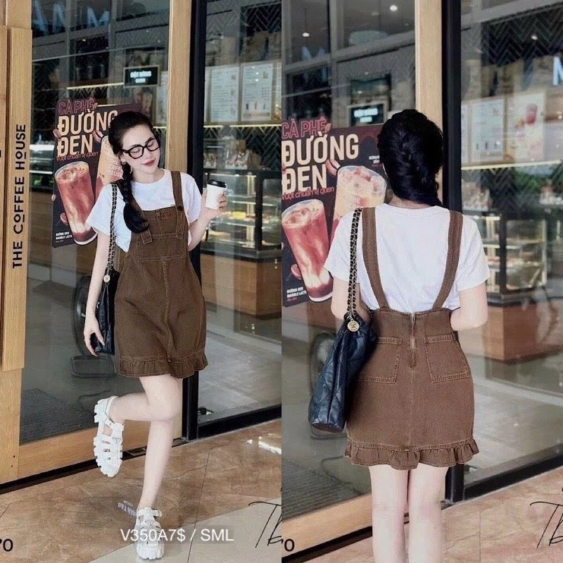 Yếm Váy Jean Nữ BEBEDOLL Ulzzang Form Ngắn Viền Bèo ,Váy Yếm Bò Đuôi Cá Ngắn Phong Cách Hàn Quốc -Y953