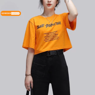 Áo croptop Goness nữ cổ tròn vải cotton co giãn thoáng mát croptop ngắn tay thun đẹp AP001