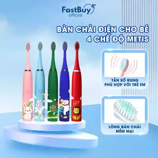 Bàn Chải Điện Hoạt Hình Cho Bé ,Bàn Chải Điện Trẻ Em Đầu Lông Chải Mềm Mượt, Làm Sạch Răng An Toàn Tặn 5 Đầu Bàn Chải