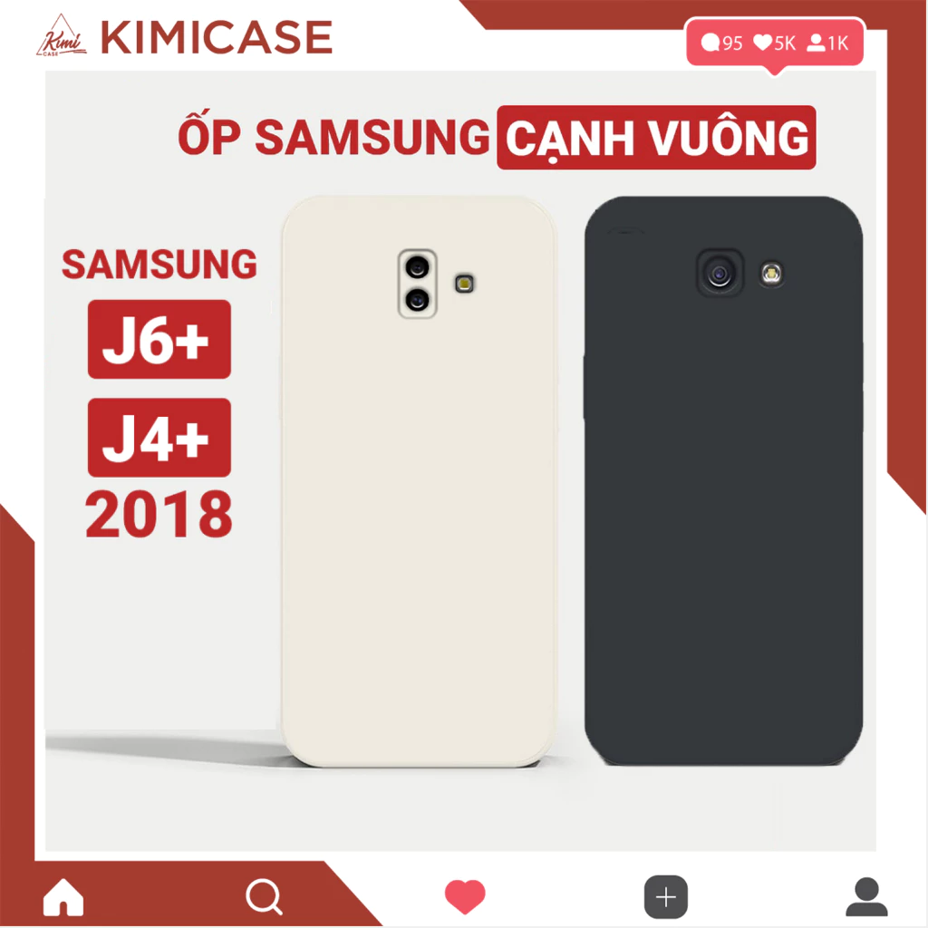 Ốp Samsung J4+ / J4 core / J6+ / J6 Prime dẻo vuông bảo vệ camera chống va đập