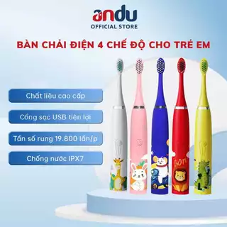 Bàn Chải Điện Cho Bé ,Bàn Chải Đánh Răng Điện Hoạt Hình Trẻ Em Siêu Âm Tự Động, Lông Chải Mềm Kháng Khuẩn