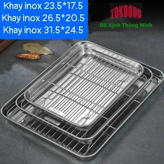 Khay Nướng Inox TOKDODO Kèm Vỉ Hấp Dùng Để Nướng Bánh , Thực Phẩm, Up Cốc Tiện Dụng