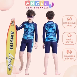 Đồ bơi bé trai size đại dài tay quần lửng dây khóa kéo phía trước chống nắng chống UV hiệu Yobel