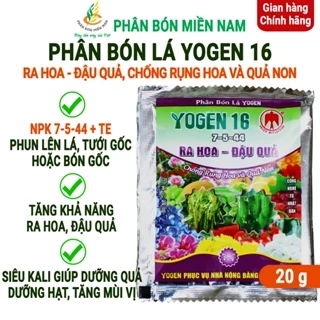 Phân bón lá Yogen 16 giúp ra hoa, đậu quả, chống rụng hoa và quả non, dưỡng hạt to, quả to, củ lớn nhanh - 20g