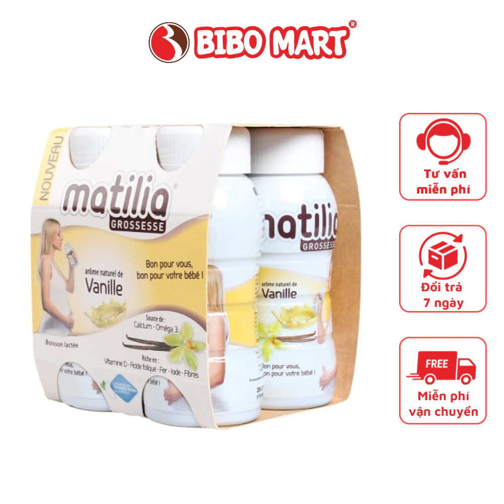 Sữa bầu Matilia Vị Vani Thơm Ngon Bổ Sung Dưỡng Chất Cho Mẹ (Lốc 4 hộp) 200ml - Bibo Mart