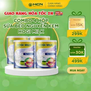 Combo 4 Hộp Sữa Béo Nguyên Kem Hogi Milk Lon 900g