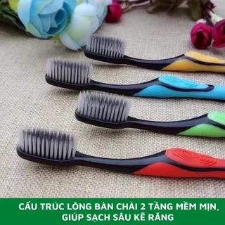 Bàn Chải Đánh Răng, Bàn Chải Đánh Răng Than Tre, Than Hoạt Tính Sợi Mềm Mịn Làm Sạch Răng Tối Đa