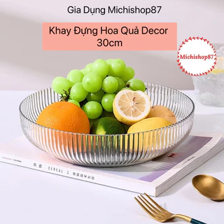 Đĩa nhựa đựng trái cây giả pha lê cao cấp 30cm Hokori sang trọng nhà bếp, đĩa nhựa tròn tăm loại dầy đẹp(5630)