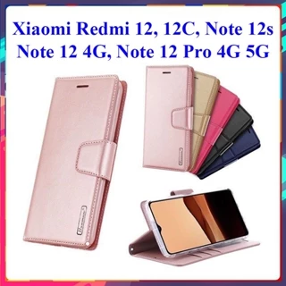 Bao da Xiaomi Redmi 12, 12C, Note 12s, Note 12 4G, Note 12 Pro 4G 5G dạng ví hiệu Hanman, có nắp gập, ngăn đựng thẻ ATM