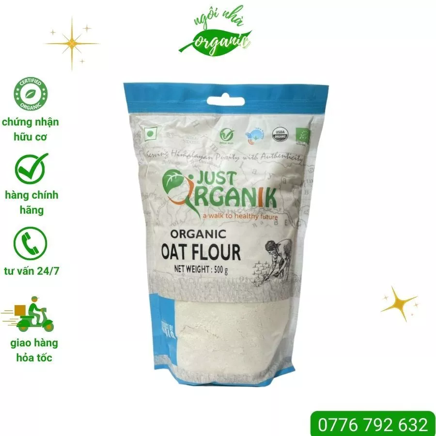 Bột yến mạch hữu cơ Pasta Natura/Just Organik Organic Whole Oat Flour