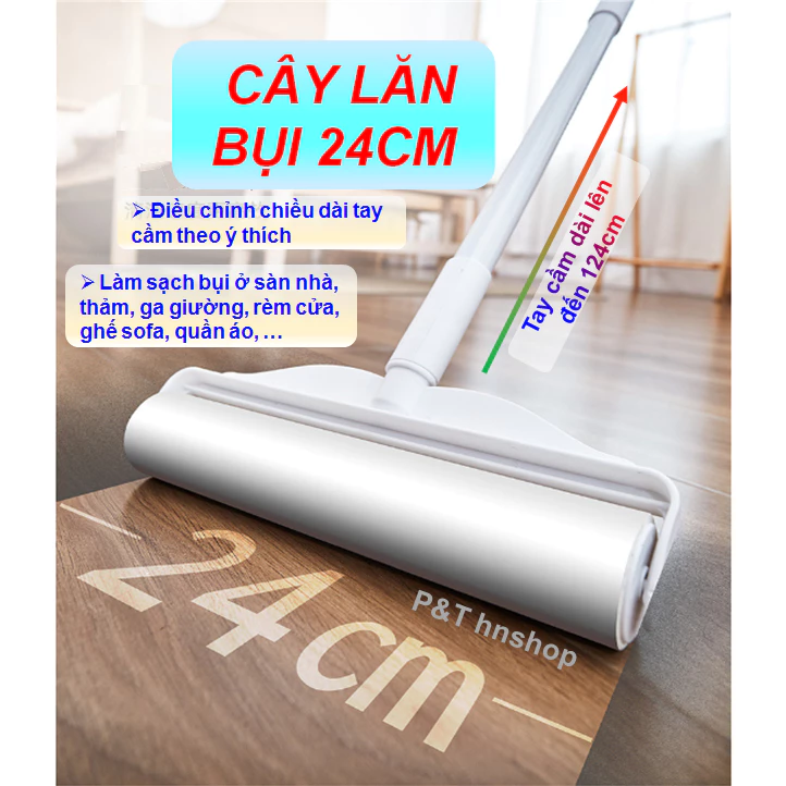 Cây Lăn Bụi 24Cm Cán Dài - Lõi Lăn Bụi Thay Thế 24Cm Làm Sạch Bụi, Tóc, Lông Thú Cưng Trên Quần Áo, Ga Giường, Thảm, Rèm