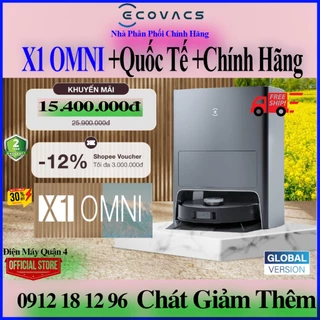 Robot hút bụi lau nhà Ecovacs Deebot X1 OMNI - Tự động giặt giẻ đổ rác - Lực hút 5000Pa - Bảo hành chính hãng 24 tháng