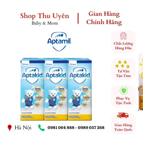 Lốc 3 Hộp Sữa Công Thức Pha Sẵn Aptakid Của Nutricia Nhập Khẩu Chính Ngạch 180ml/Hộp